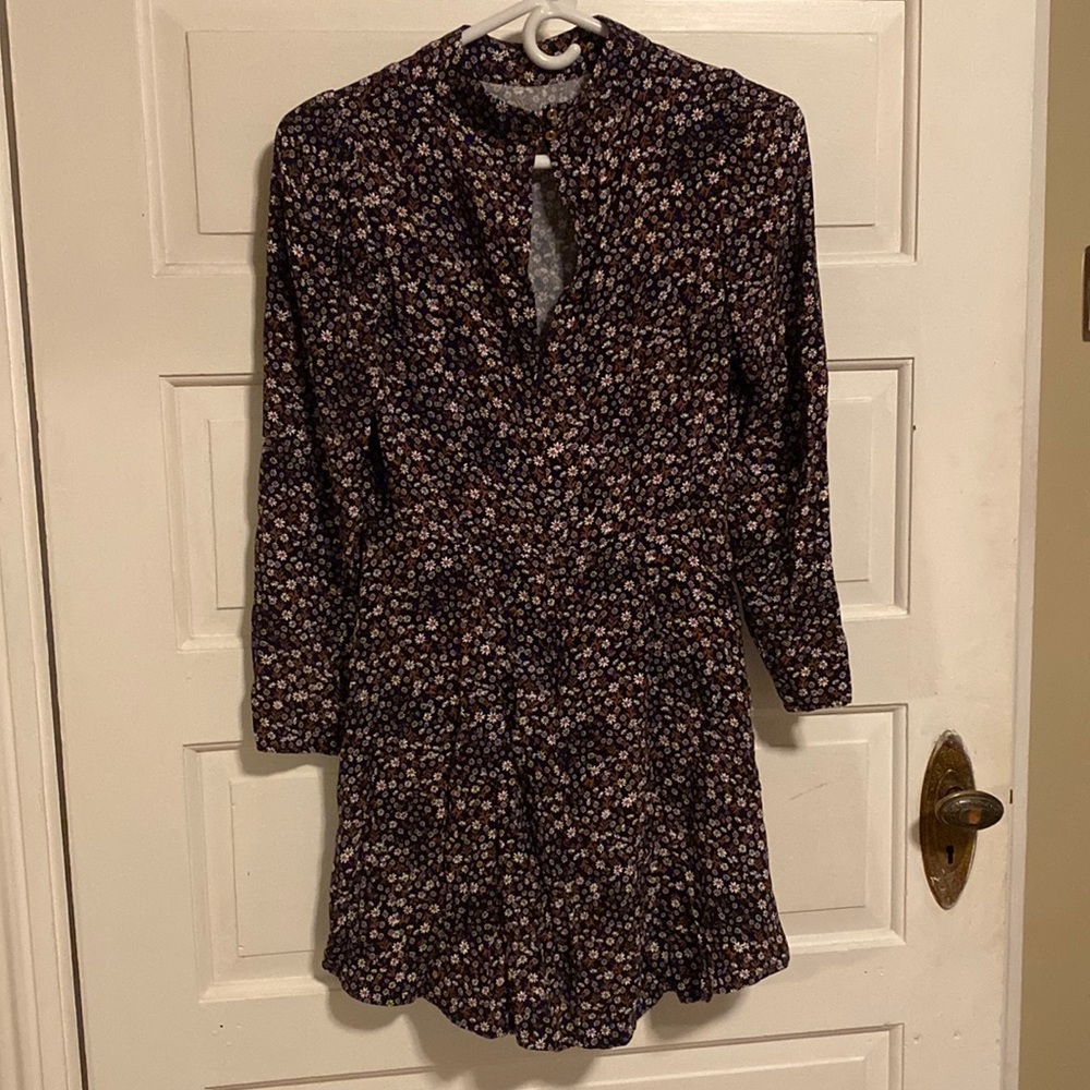 Floral mock neck mini dress